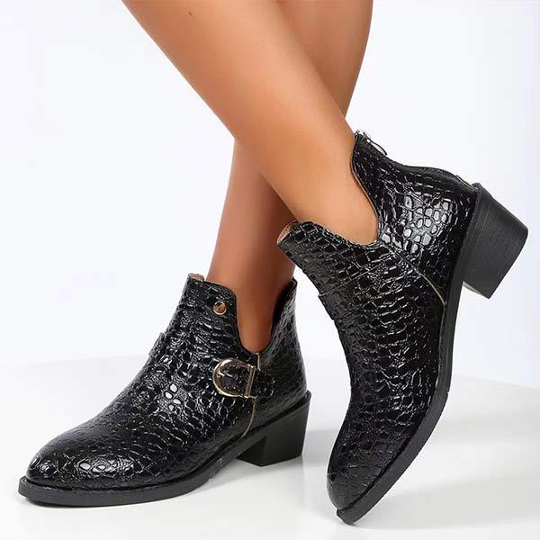 Women's Pointed-Toe Short Boots with Belt Buckle 46134054C