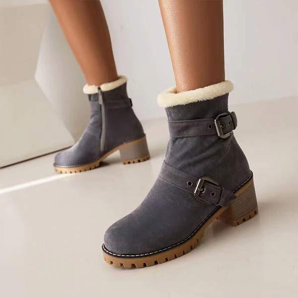 Women's Mid-Heel Suede Warm Lined Dual-Wear Cotton Boots 10128828C