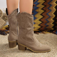 Women's Casual Square Heel Embroidered Rider Boots 07929270S