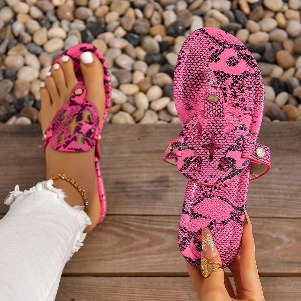 Women's Fashion Snake Print Beach Flip Flops 38401675S