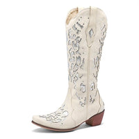 Women's Vintage Embroidered Rhinestone Square Toe Boots 27342556C