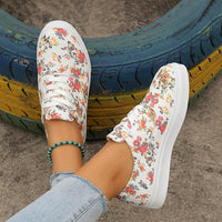 Women's Floral Flat Lace-Up Casual Sneakers 00761993S