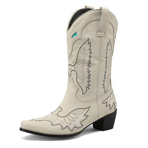 Women's Embroidered Chunky Heel Mid-Calf Cowboy Boots 18518142C