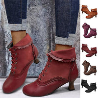 Women's Elegant Lace Vintage Lace Up Ankle Boots 93636733S