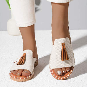Women's Fashionable Casual Flat Tassel Slippers 49808450C