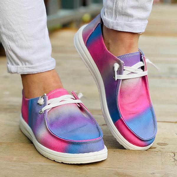 Women's Colorful Tie-Dye Series Flat Canvas Shoes 18493943C