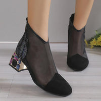Women's Fashion Mesh Rhinestone Zipper Sandals 05042932S