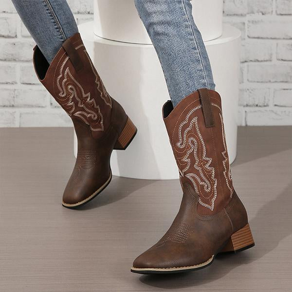 Women's Embroidered Vintage Western Cowboy Boots 20347448S