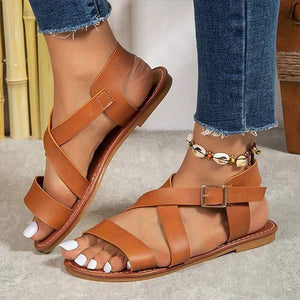 Women's Flat Sandals with Ankle Buckle 93462298C