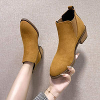 Women's Pointed-Toe Chunky Heel Elastic Chelsea Boots 65172609C