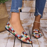 Women's Casual Color Plaid Flat Canvas Shoes 28895271S