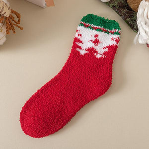 Christmas Santa Coral Velvet Elk Mid-Calf Socks 40580138S