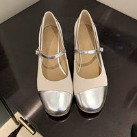 Women's Vintage Round Toe Chunky Heel Mary Jane Shoes 49486887C