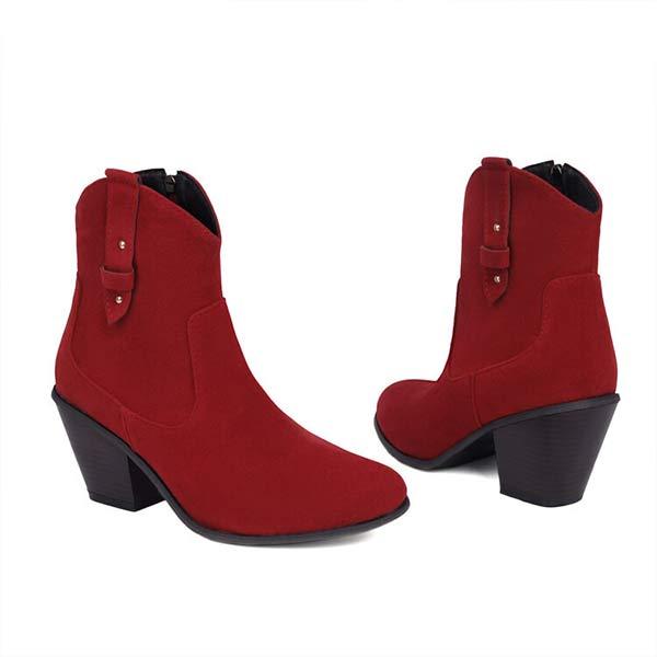 Women's Suede Chunky High-Heel Ankle Boots 13924543C