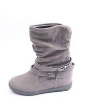 Women's Flat Double-Buckle Fleece-Lined Naked Boots 98155318C