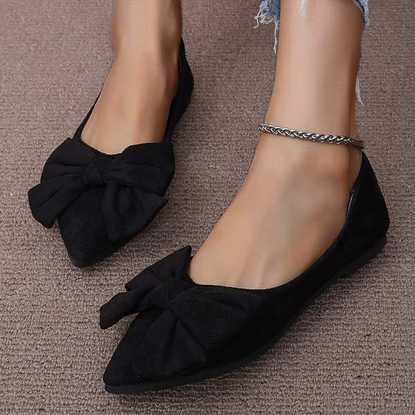Women's Pointed-Toe Shallow Mouth Flats with Bow 57344104C