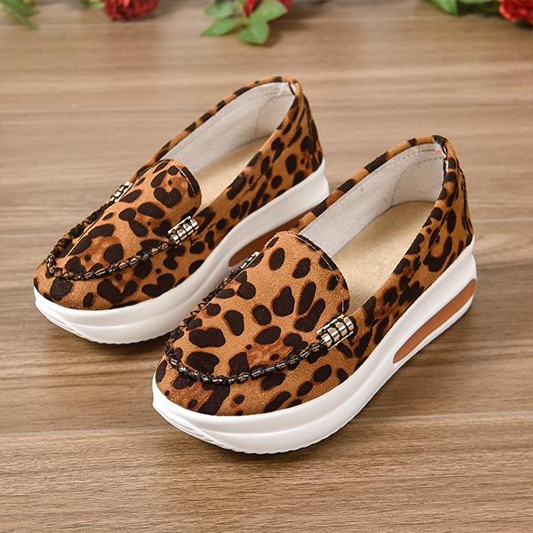Women's Casual Leopard Print Thick-Soled Sneakers 87392705S