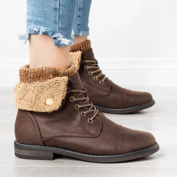 Women's Casual Lace Up Cuffed Short Boots 11644763S