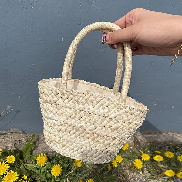 Women's Simple Solid Color Woven Handbag 92533768C