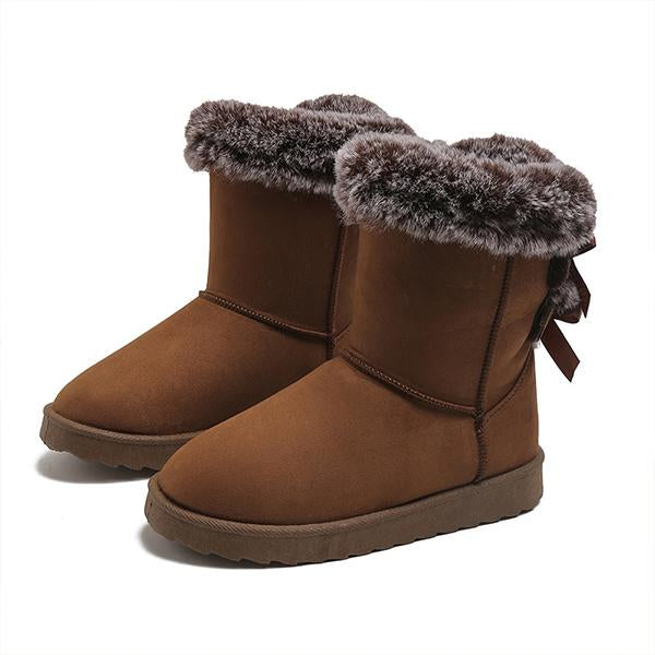 Women's Fashionable Furry Bow Thick Sole Snow Boots 27354078S