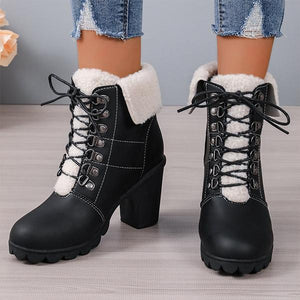 Women's Casual Lace-Up Chunky Heel Short Boots 42798098S