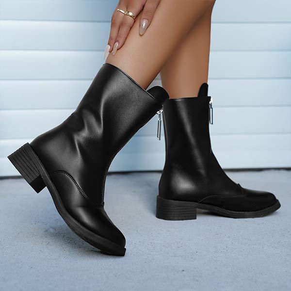Women's Mid-Calf Front Zipper Short Boots 49379539C