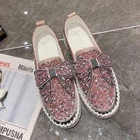 Women's Casual Rhinestone Bow Slip-On Platform Shoes 27962908C