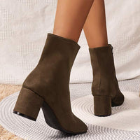 Women's Chunky Heel Suede Ankle Boots 07046928C