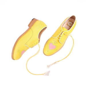 Women's Round Toe Lace-Up Heart Shape Casual Brogues 07264778S