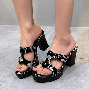 Women's High Heel Peep Toe Chunky Platform Sandals 51013364C