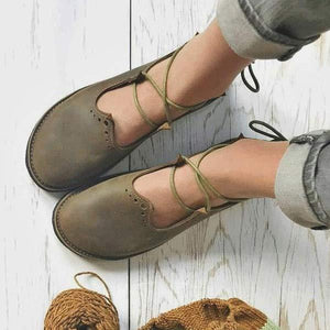 Women's Vintage Flat Round Toe Shoes 01155427C