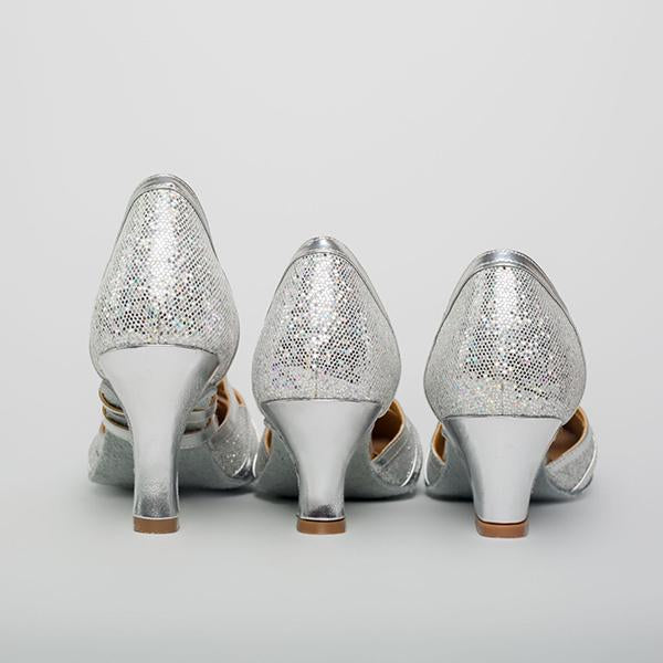 Women's Elegant Laser Sequin Cha Cha Dance Shoes 86045006S