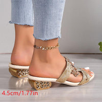 Women's Fashion Flower Rhinestone High Heel Slippers 06689650S