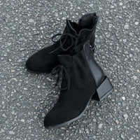 Women's Fashion Lace-Up Bow Chunky Heel Booties 16335821S