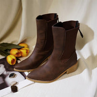 Women's Fashionable Elegant Stitched Block Heel Short Boots 35525801S