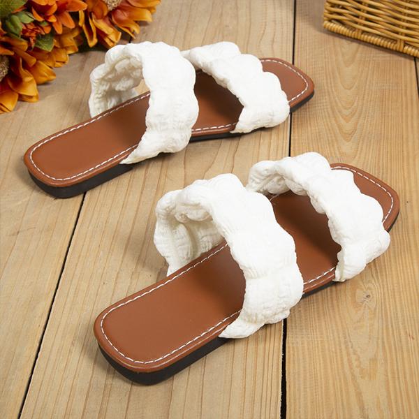 Women's Square Toe Flat Fashion Casual Cloth Slippers 50796484C