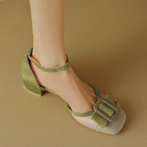Women's Retro Fashion Square Buckle Chunky Heel Shoes 11145856S