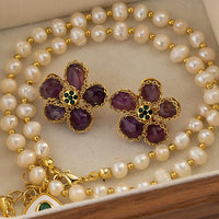 Vintage Purple Flower Stud Earrings 83965031C