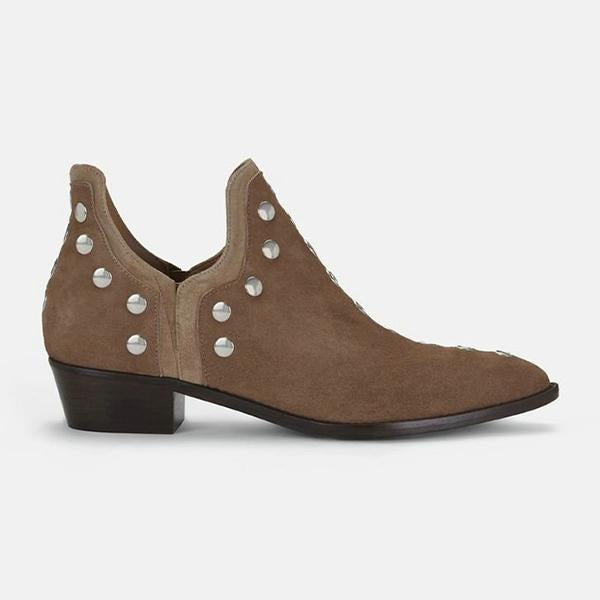 Women's Rivet Pointed Toe Chunky Heel Ankle Boots 49660397S