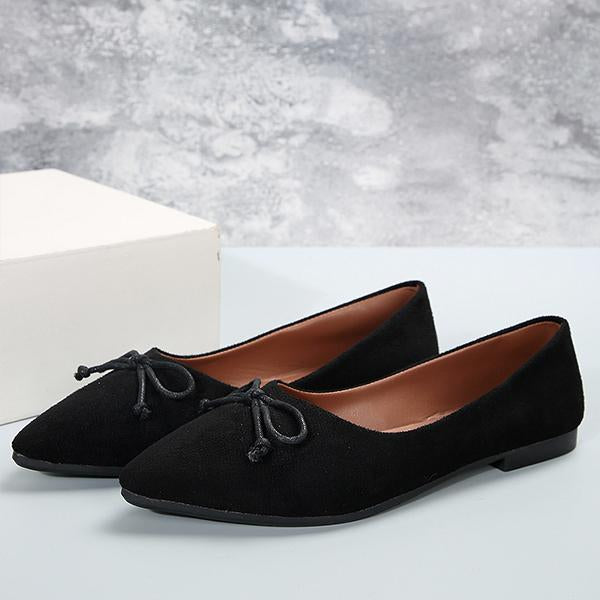 Women's Casual Bow Pointed Toe Flat Loafers 03273222S