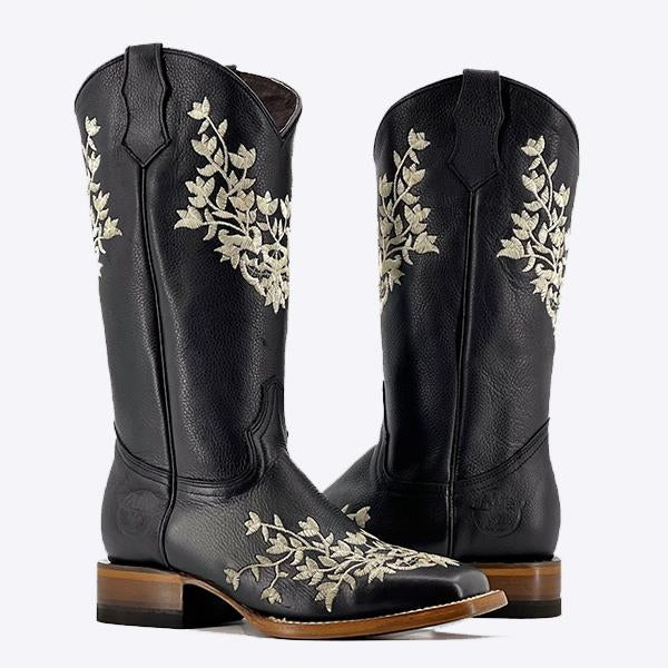 Women's Retro Low Heel Embroidered Mid-calf Boots 12498287S