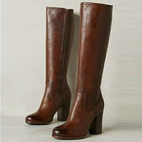 Women's Side-Zip Chunky High Heel Fashion Boots 63106999C