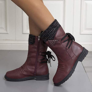 Women'S Retro Thick Heel Lace-Up Short Boots 69076842C