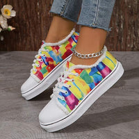 Women's Round Toe Breathable Canvas Shoes Graffiti Sneakers 23014701C