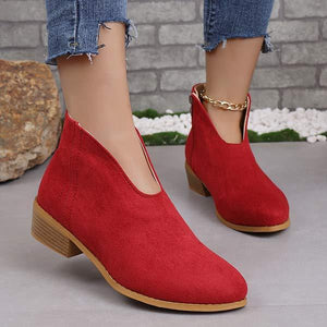 Women's Chunky Heel Round Toe Ankle Boots 09547652C
