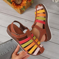 Women's Casual Hollow Color Flat Roman Sandals 89664455S