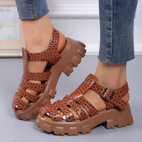 Women's Thick Sole Hollow Braided Roman Sandals 42289078S