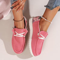 Women's Casual Lightweight Pink Lace-Up Flats 84449231S