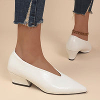 Women's Fashionable Pointed Toe Slip-On Block Heel Pumps 28448266S