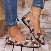 Women's Casual Color Plaid Flat Canvas Shoes 28895271S